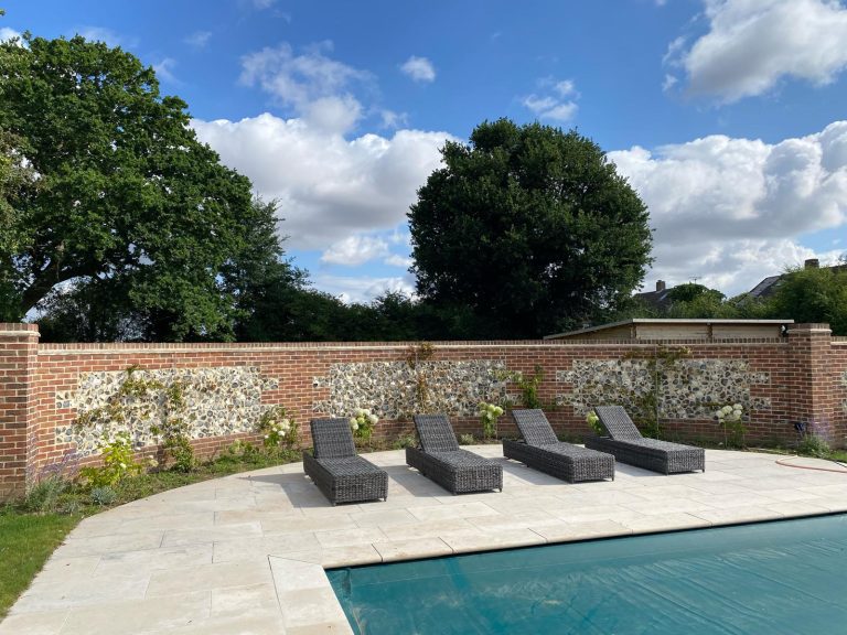 Flint Wall around Pool